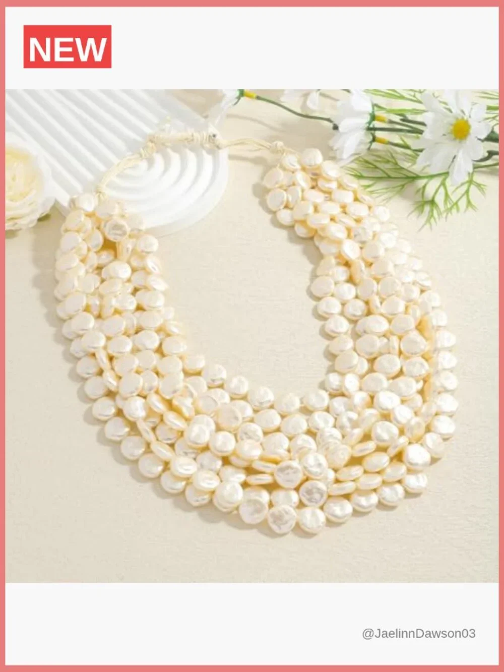 Multi Strand Chunky Pearl Bib Statement Choker Necklace for Women